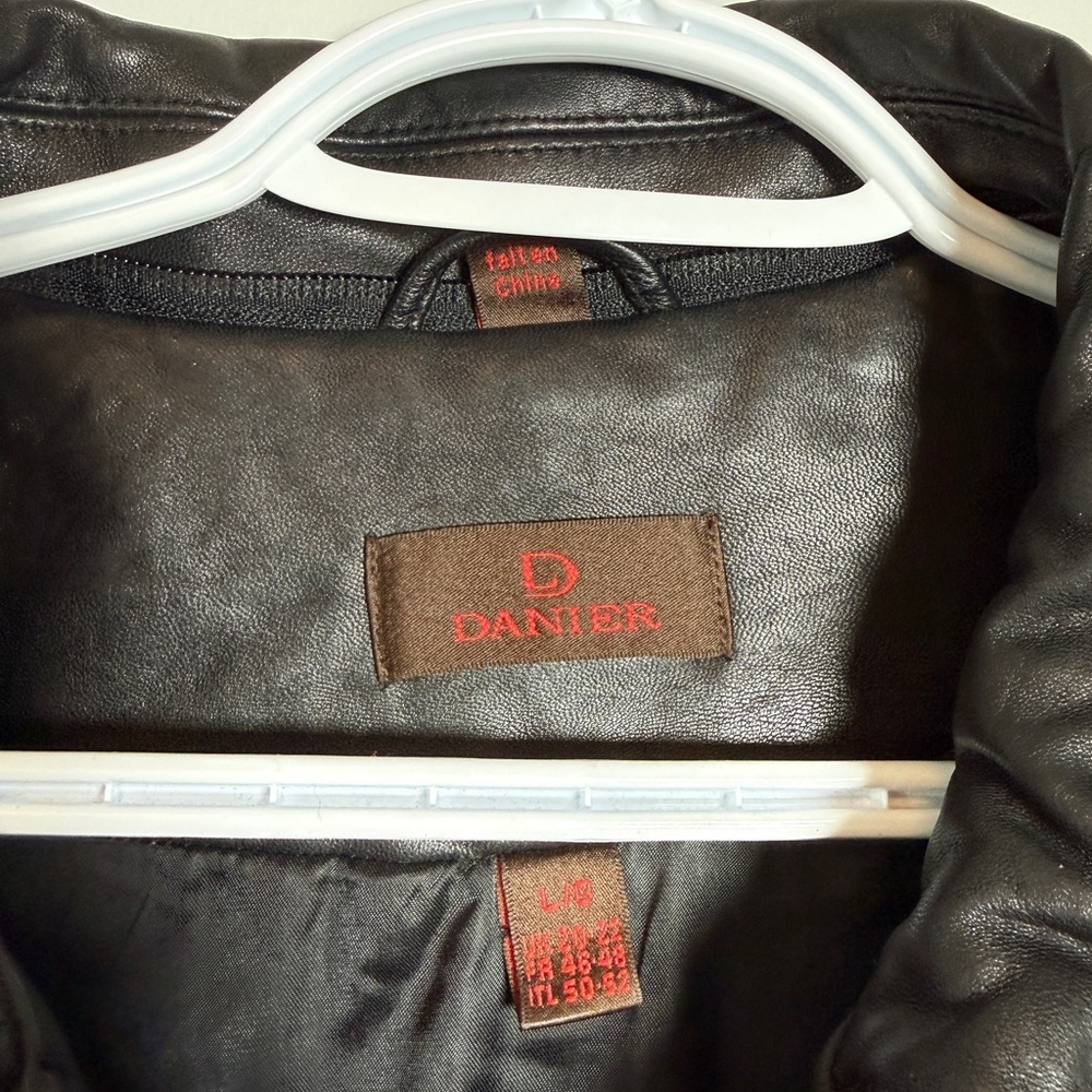 🧥 Danier Black Genuine Leather Mid-Length Coat Women's Large - Picture 4 of 11